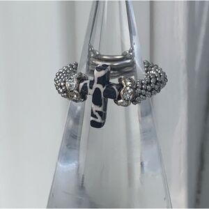 Animal Print Stretch Cross Ring Silver Tone Women’s Costume Jewelry Animal Print